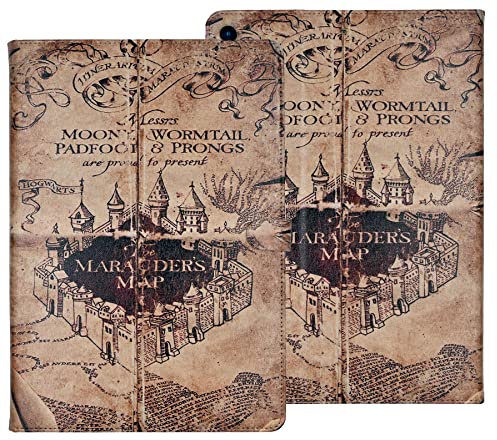 Case for iPad 7th, 8th & 9th Generation (10.2 Display - 2019, 2020 & 2021 Version), PU Leather Folding Stand Shell Multiple Viewing Angles TPU Back Cover - Magic Map Vintage