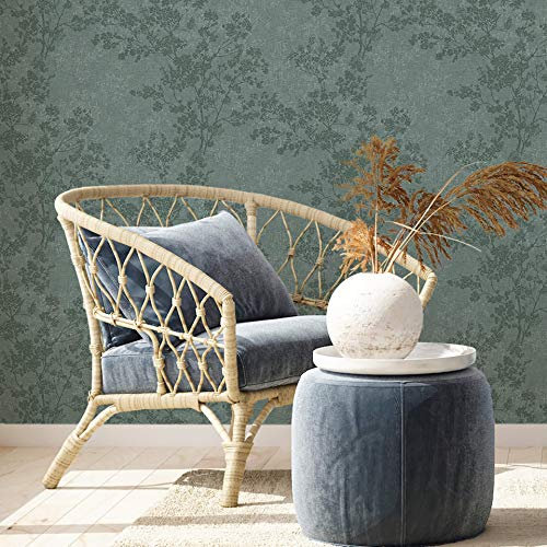 Wild Child Blumentapete Wohnzimmer Oase Vliestapete floral Vintage Fototapete Blumen Tapeten (10.05 m x 0.53 m Elegante Blüten Grün)