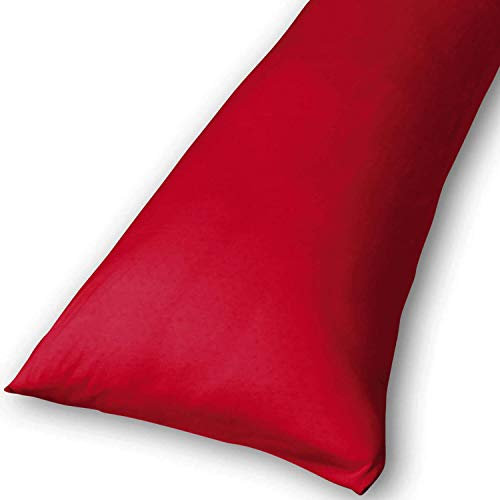 Traumreiter Bezug Seitenschläferkissen 140x40 I 40x140 und 40x145 Seitenschläferkissen Bezug 40 x 145/40 x 140 Kissenbezug 40x145 Baumwolle 97% Elastan 3% mit Reißverschluss (Lipstick rot (37))