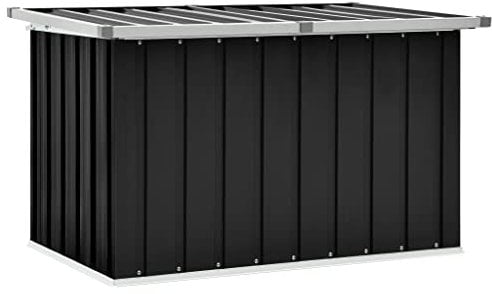 vidaXL Galvanised Steel Garden Storage Box - Multi-Utility Indoor & Outdoor Chest with Timeless Design and Easy Assembly - Anthracite, 109x67x65 cm