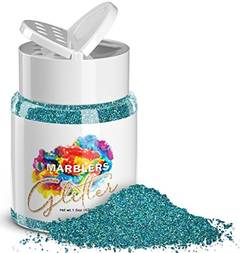 MARBLERS Holographic Glitter [Holo Teal] 1.5oz (42g) | Fine | Non-Toxic, Vegan, Cruelty-Free | Face, Body, Eyeshadow, Hair, Festival, Party Makeup | Nail Art, Polish | Resin, Tumbler, Slime, Craft