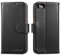 LENSUN Flip Case for iPhone SE 2022/2020/8/7, Genuine Leather Wallet Phone Cover [RFID Blocking] with Card Holder and Magnetic Closure for iPhone 7/8/SE 2022/2020 - Black