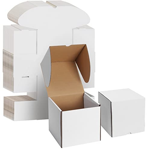 EYMPEU 20 Cardboard Boxes 6X6X6 Inch (15.3X15.3X15.3cm) White Shipping Box, Kraft Corrugated Small Mailing Boxes