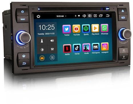 GONFEN Acht-Kern Android 12 DAB+ Autoradio Navi Für Ford C/S-Max Fiesta Focus Fusion Galaxy Kuga Transit Connect Mondeo CarPlay Android Auto 4GB RAM 64GB ROM Bluetooth 5.0 DSP WiFi SWC TPMS DVD FM RDS