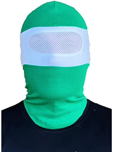 PGWEAR Sturmhaube NET mit durchsehbarem Netz im Augenbereich Grün Weiß gestreift I Maske Balaclava I Ultras Hooligans