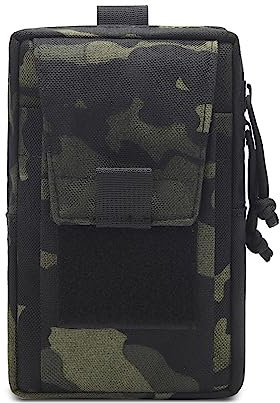 Huntvp Taktische Handytasche für max. 6,7 Smartphone, 1000D Nylon MOLLE Handyhalter Militär Zusatztasche für Rucksack, Hüfttasche Phone Pouch Gürteltasche für iPhone,Samsung,Huawei,Typ-2 Camouflage