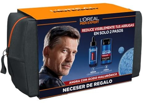 L'Oreal Paris Men Expert Pack de Rutina Anti-Edad POWER AGE Ácido Hialurónico para Hombre con Sérum Concentrado + Crema Anti-arrugas
