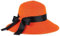 S.ROMZA Chapeau de Paille pour Femme avec Cordon Coupe-Vent à Large Bord Pliable pour la Plage, l'été, Protection UV 50+ (Orange)