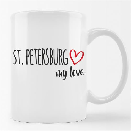 huuraa Kaffeetasse St. Petersburg my love Geschenk Tasse Weiß 330ml St. Petersburg Geschenkidee