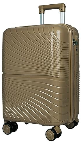 Asge Hartschalen-Koffer & Trolleys Handgepäck Koffer 4 Rollen Reisekoffer TSA Zahlenschloss Teleskopgriff, 24” Rollkoffer (ChaLpagner, L)