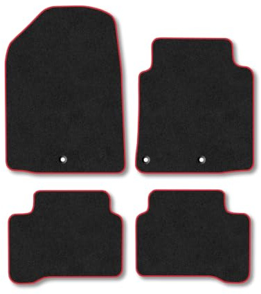 Hyundai IONIQ (2016-2020) Carpet Car Mats | Red Edge Trim Tailored Fit Floor Mats Full Coverage Protection Accessories Easy Clean Anti Slip Made in the UK