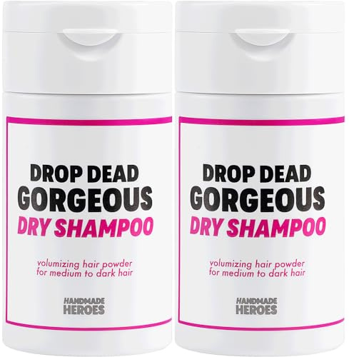 Handmade Heroes Trockenshampoo ohne Aerosol, Volumenpuder, 50 ml, 100 % natürlich und vegan, für dunkles Haar und brünettes Haar, 2 Stück