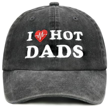 Baseballkappe, I Love Hot Dads, für Herren und Damen, verstellbar, bestickt, Schwarz, Einheitsgr��e