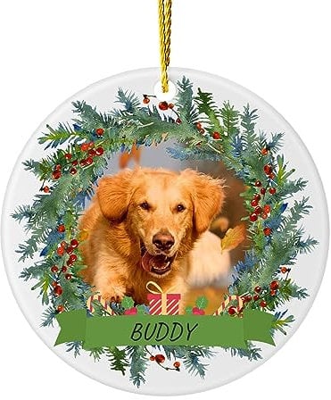 witfox Personalised Pet Ornaments for Christmas Tree with Photo Name - Custom Dog Ornament Christmas 2024, Cat First Christmas Ornaments, Puppy 1st Xmas Gifts, Pet Memorial Gifts