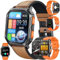 Montre Connectée Homme avec Appels Bluetooth, 2,01'' Smartwatch avec 123 Modes Sportifs/SpO2/Lecteur de Musique/Fréquence Cardiaque/Sommeil/Podomètre Bracelet pour Android iOS (Orange)