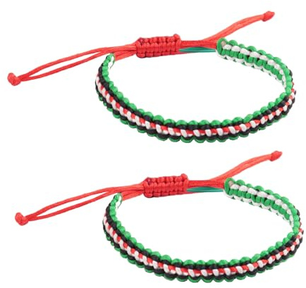 OralGos Pulsera tejida palestina ajustable hecha a mano con la bandera palestina, pulsera de cuerda trenzada, Algodón