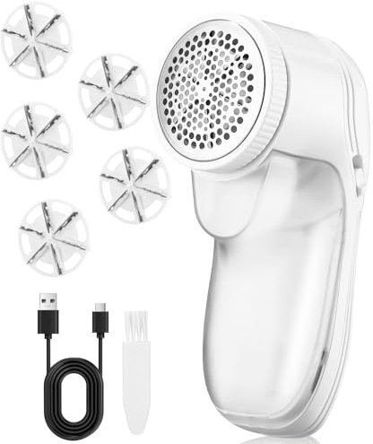 FAOKZE Fusselrasierer, fusselrasierer elektrisch Mit 5 Austauschbaren Klingen,USB Wiederaufladbarer Fusselentferner für Kleidung,Entfussler Elektrisc für Textilien, Wolle, Teppiche,Pullover