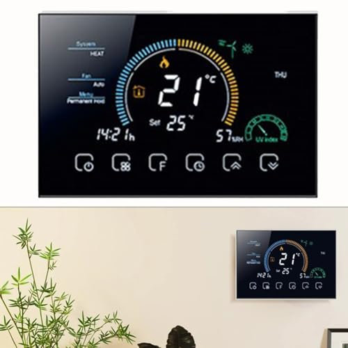 HEBEOT Termostato inteligente de aire acondicionado central, control de aire acondicionado digital, WiFi, para aire acondicionado central, termostato de 16,5 x 12,5 x 5,8 cm