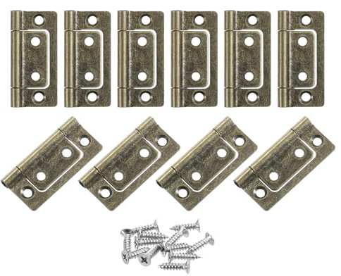 sourcing map 16Pcs 2x1 Inch Door Hinges Non-Mortise No Noise Bifold Door Hinges Plating for Cabinet Furniture Window Wardrobe with Screws, Bronze