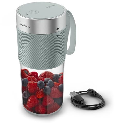 Moulinex Lightmix, Blender portable, Sans fil, 300ml, Puissant, Rechargeable, Eucalyptus LM1C0410