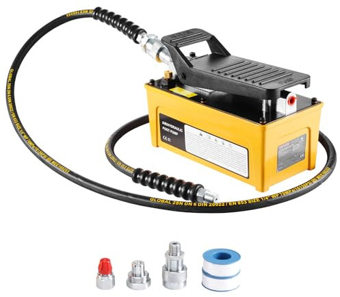 VEVOR Pompa Idraulica Pneumatica da 703,06 kgf/cm² Pompa a Pedale Azionata ad Aria con Guscio in Alluminio, Serbatoio 1,6 L Uscita Olio NPT da 16,66 mm Ingresso NPT da 13,7 mm per Pressa Idraulica