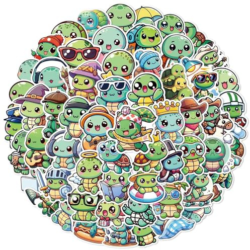 50 Stück Meeresschildkröten Aufkleber Pack Ozean Sticker Set Wasserdichte Vinyl Sticker für Laptop Kinder Autos Motorrad Fahrrad Skateboard Gepäck Koffer Computer Aufkleber Graffiti Decal