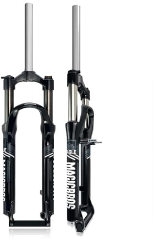 KANGXYSQ Fourche VTT 26 Pouces 100mm Voyage Vélo Fourche Suspendue 1 1/8 V-Brake/Disque Amortisseur De Pression d'air Fourche De Vélo Alliage D'aluminium Contrôle des Épaules(Black Grey)