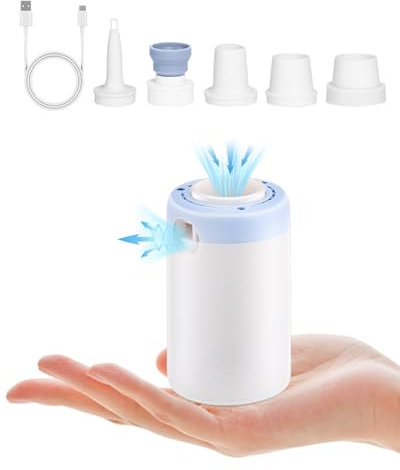 Portable Air Pump for Inflatables, USB-C Rechargeable Electric Mini Air Pump, Ultra-Fast Inflate Deflate for Paddling Pool Air Mattress Boats Swimming Pool Pumps with 5 Inflator Nozzles