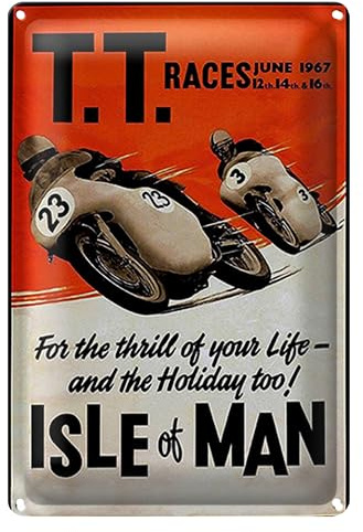 Vintage Blechschild | T.T. Races 1967 | Isle of Man | Retro Motorrad Poster | 12 cm x 18 cm