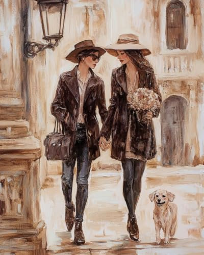 Paint by Numbers Kits for Adults and Kids Lesbian Girl and Dog Oil Paint Digital Drawing Canvas with Brushes Christmas Decorations Gifts -16 * 20 Inch Frameless