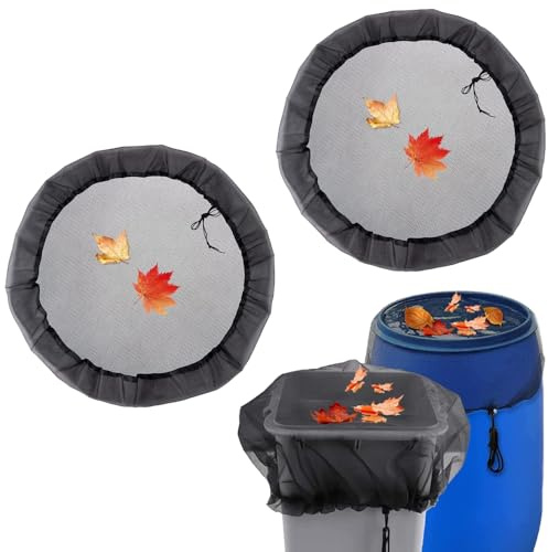 TRKETK 2 Piezas Cubierta de Malla para Barriles de Lluvia, Red de Barril de Lluvia de 95cm Protección Ajustable para Barril de Agua de Lluvia Tapa de Barril de Lluvia para Jardín en Casa al Aire Libre