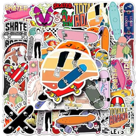 Skateboard-Aufkleber |50 Stück Skateboard-Motive Wasserdichte Vinyl Sticker für Wasserflaschen, Laptops, Koffer, Tassen, Handys, Skateboards & Gitarren