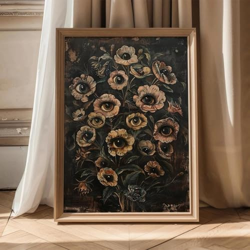 Vintage Dark Botanische Gothic Floral Auge Leinwand Malerei Poster Drucke Wand Kunst Bild Für Wohnkultur 30X40Cm Kein Rahmen