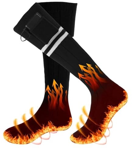 5000 mAh x 2 Batterie-Fußwärmer, App-Steuerung, beheizte Socken, elektrisch beheizte Socken für Damen, wiederaufladbar, beheizte Socken für Winter, Camping, Angeln, Radfahren, Skifahren, Skaten
