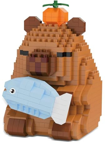 Canollo Capybara Klemmbausteine Set, Klemmbausteine Tiere, Capybara Mini Bausteine Set mit Handbuch, Niedlich Tiere Bausteine für Kinder Erwachsene, DIY Building Blocks für Weihnachten Geschenke