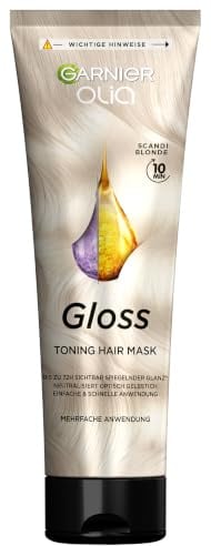 Olia Gloss, Toning Hair Mask, Repariert bis zu 1 Jahr Haarschäden, bis zu 72h sichtbarer Glanz, intensiviert die Haarfarbe bis zu 4 Haarwäschen, wie eine Haarmaske anwendbar, Scandi Blonde
