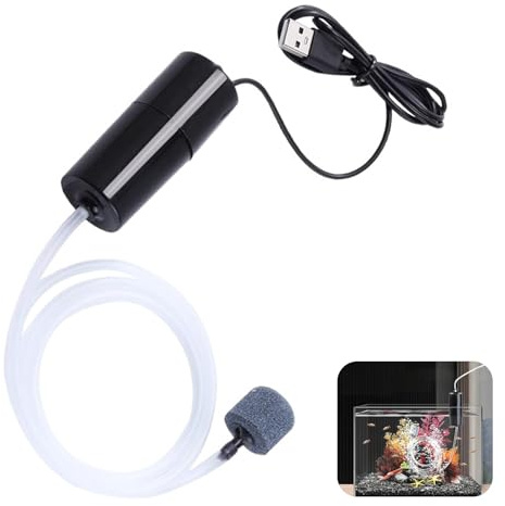 Pompe à Air pour Aquarium Mini USB,Bulleur d’Oxygène Portable avec Pierre à Bulles, Compatible avec Aquariums d'eau Douce et Marine, Économique et Facile à Installer, Faible Consommation