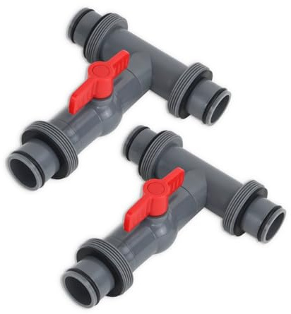 GZWY Pool Schlauchverbinder mit EIN-/Aus-Ventil, Pool Anschlussset 38mm | T-Stück Pool Schlauchadapter, Poolschlauch Verbinder, Poolschlauch Adapter Pool Zubehör für Schlauchanschluss und Filterpumpe