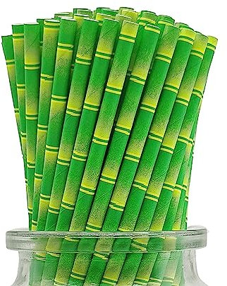 Bamboo Paper Drinking Straws, 100 Pieces, 7.75 Inches, Steadily Green Bamboo Straws (Bamboos Green)
