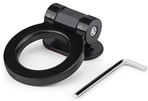 KIMISS ABS plastica auto gancio rimorchio gancio anello di traino barre di traino gancio decorazione universale 4 colori con chiave(nero)