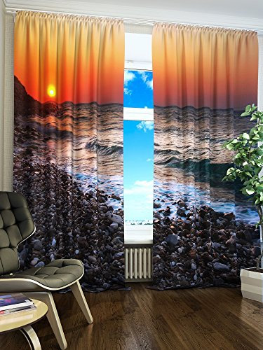 Lemare Deko-Vorhänge Digitaldruck | Reisen | Meer | Dicker Vorhang Blickdicht | 2 STK. 145x260 cm