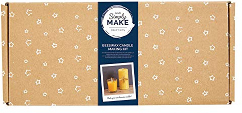 Simply Make - Create Your Own Beeswax Candles Set, Makes 2 Candles, (Votive and Honeycomb Candle), Including Bee Charms