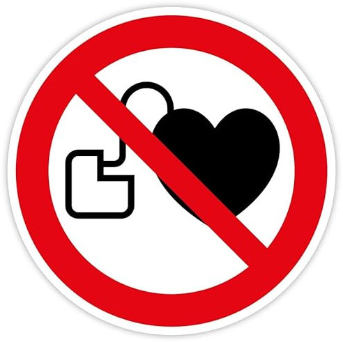 Aufkleber Verbotszeichen Schild Kein Zutritt für Personen mit Herzschrittmachern oder implantierten Defibrillatoren Folie ISO 7010 Ø5-30cm rot/weiß made by MBS-SIGNS in Germany, Größen Name: Ø5 cm
