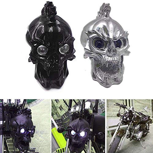 Motorcycle Skull Head Light LED Headlight Lamp For Harley Bobber Chopper Cruiser (Black)