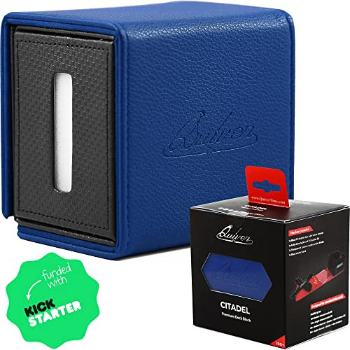 Quiver Time Citadel Blaue Deckbox für MTG Karten und andere TCG-Spiele - Premium Commander Deckbox, 100+ Karten Aufbewahrungsbox für Karten, Würfel & Token, Anpassbarer Trenner, Magnetverschluss