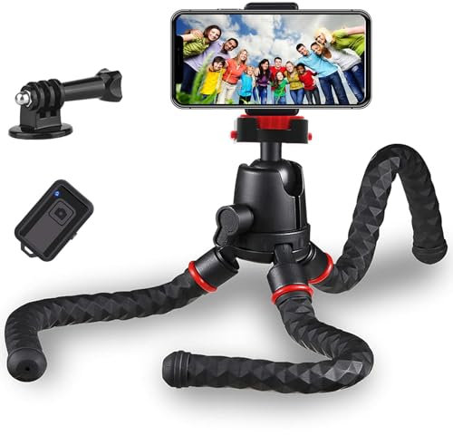 Phone Tripod, ZETONG 360 Degree Rotation Flexible Tripod Octopus Travel Tripod for iPhone/Smartphone/DSLR/Sports Action Camera with Bluetooth Wireless Remote Shutter