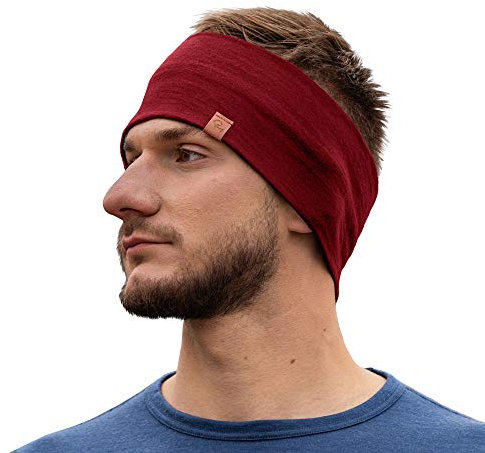menique 100% Merinowolle Stirnband Herren – Dünnes Sport Stirnband Damen, Leichtes Atmungsaktives Lauf Stirnband Merino, Thermo Stirnband für Joggen, Wandern, Radfahren & Training (Königskirsche)