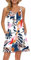 AUSELILY Vestido de Playa Informal con Cuello en V y Correa de Espagueti de Verano para Mujer con Bolsillos