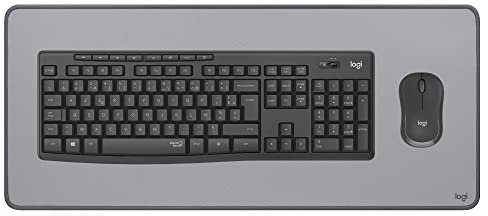 Logitech MK295 Souris Clavier sans Fil, Souris sans Fil Noire, Clavier AZERTY Français, Récepteur USB Unifying + Logitech Desk Mat, Large Tapis de Bureau, sous-Main Gris, pour Le Télé-Travail