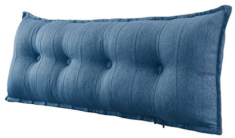 Johnear Rückenkissen für Sofa Bett Rückenlehne Großes Leinen Bücherkissen Lesekissen Lendenkissen für Couch Kopfteil Kopfkissen Wandkissen Beinkissen(blau, 140 x 8 x 50 cm)